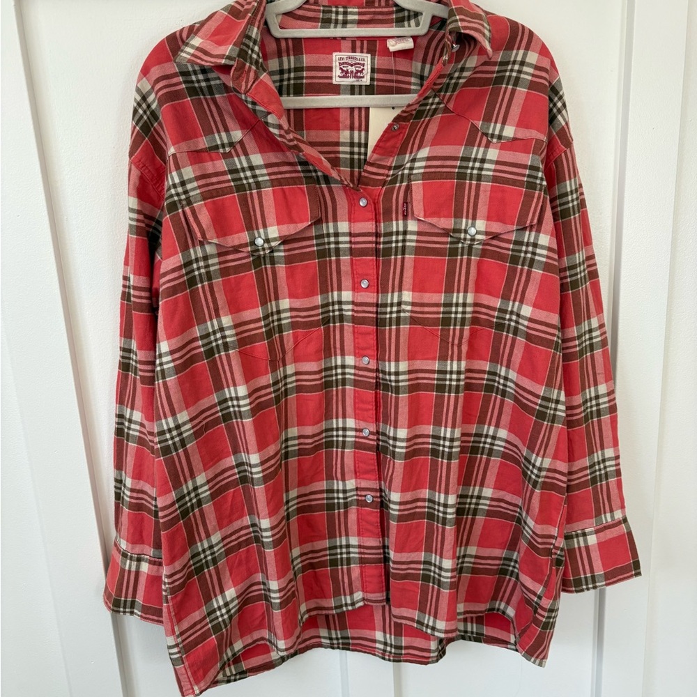 Levi's Red Plaid Button Down Shirt